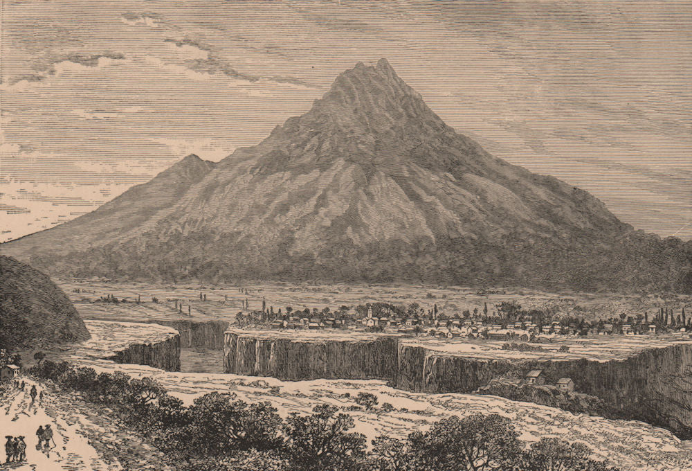 Ibarra, and the Imbabura Volcano. Ecuador 1885 old antique print picture